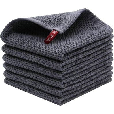 6er Set Baumwolltücher 100% Baumwolle Spültücher Grau 33x33 CM