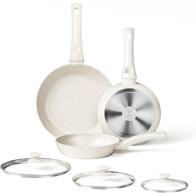 Innerwell 6-TLG. Keramik Bratpfannen-Set 20/24/28cm + Deckel, Induktion Antihaft