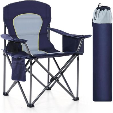 XXL Campingstuhl Faltbar 200kg Klappstuhl Gepolstert Getränkehalter NAVY