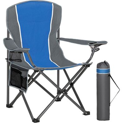 XXL Campingstuhl Faltbar 160kg Getränkehalter Kühltasche Blau