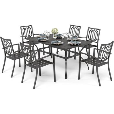 Gartenmöbel Set 6-teilig Wetterfest Gartentisch Stühle Metall Outdoor - Phivilla