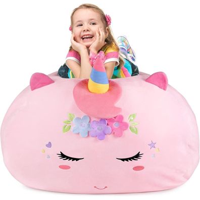 GAGAKU Einhorn Sitzsack Aufbewahrung XXL 200L Rosa Organisieren Kinderzimmer