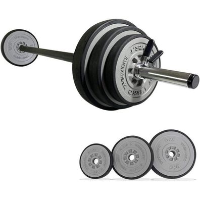 TrainHard 20kg Hantelset mit Langhantelstangen und 6 Hantelscheiben