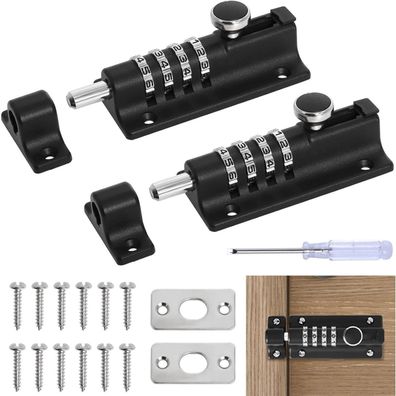 Türriegel Zahlenschloss 2 Stück Kombination 120mm Schlossriegel Schwarz