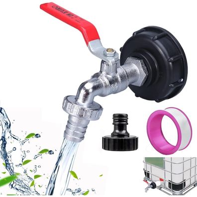 Gedegook IBC Tank Wasserhahn 3/4" Auslaufhahn Adapter für S60x6 Wassertank