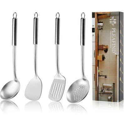 Pleafind 4-teiliges Edelstahl Kochutensilien Set mit