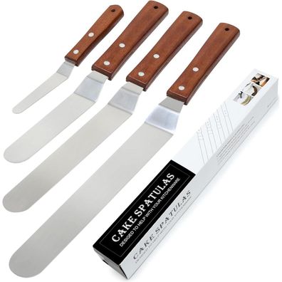 4tlg. Winkelpaletten-Set Edelstahl Profi Tortenmesser Icing Spachtel
