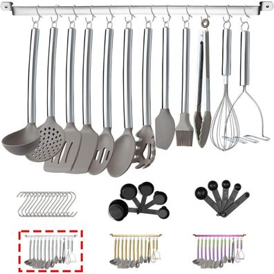 38-teiliges Silikon-Küchen-Kochgeschirr-Set mit Utensilienablage und