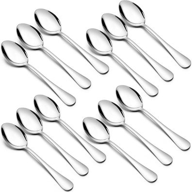 Teelöffel Edelstahl Dessertlöffel 12er Set Runde Griffe Spülmaschinenfest 13.5cm