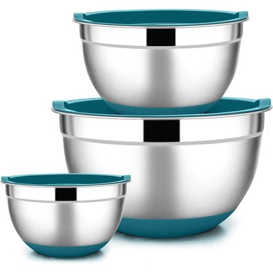 Edelstahl Rührschüssel Set mit luftdichtem Deckel & rutschfestem Boden, Küche