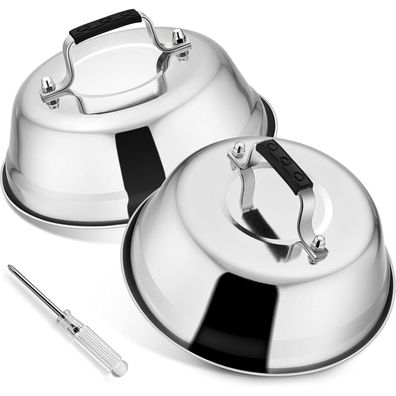 Herogo Burgerglocke 2 Stück Edelstahl Burgerdeckel Kunststoffgriff Grill