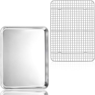 Herogo Backblech mit Abkühlgitter 40,5 x 30,4 cm - Edelstahl Backform