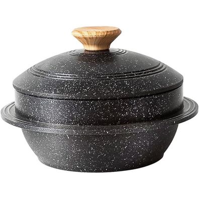 Koreanische Steinschale mit Deckel 20cm Bibimbap Hot Pot Suppe 2,3L Schwarz
