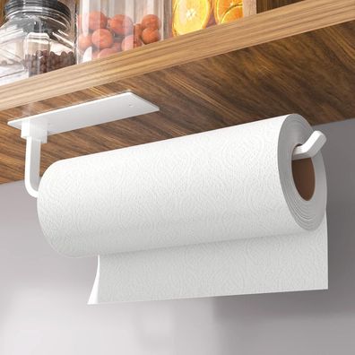 Küchenrollenhalter weiß selbstklebend oder zum Bohren Aluminium