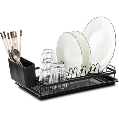 Leadfun Abtropfgestell Geschirr klein abnehmbarer Haken 39x23x8cm schwarz