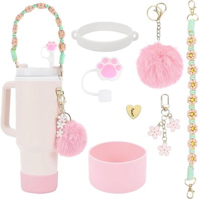 Stanley Cup Zubehör Set Wasserflasche Griff Riemen Silikon Stiefel Strohhalm