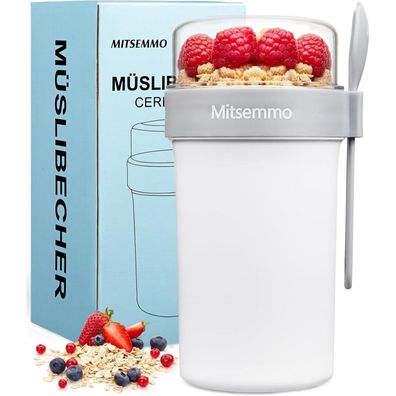 Müslibecher to Go 760ml+230ml Joghurtbecher mit Löffel White