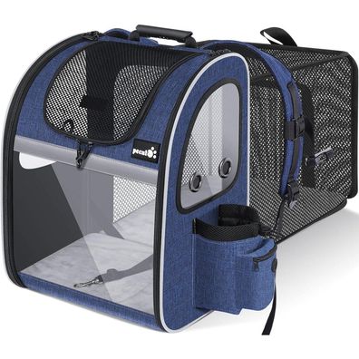 Pecute Erweiterbarer Hunderucksack Katzenrucksack Blau 34 27 44cm