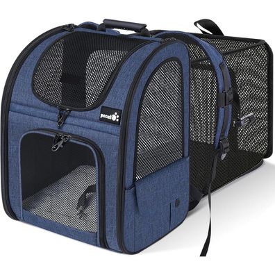 Katzenrucksack Erweiterbar Faltbar Hunderucksack Blau 8kg (34 * 27
