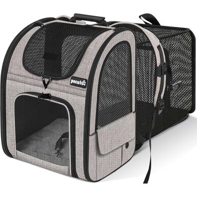 Pecute Hunderucksack Erweiterbar Faltbar Katzenrucksack Braun 34 27 44cm