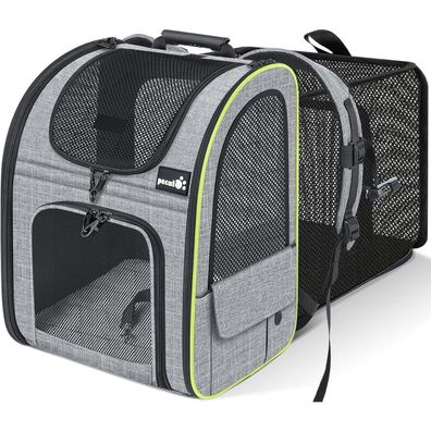 Pecute Hunderucksack erweiterbar faltbar Katzenrucksack große Katzen Grau