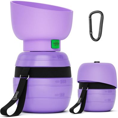 pecute Hundetrinkflasche Silikon Wasserschale Tragbare Grau S 350 ml