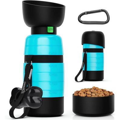 Pecute Trinkflasche Hunde Silikon Faltbar 500ml Blau Hund Wasserflasche