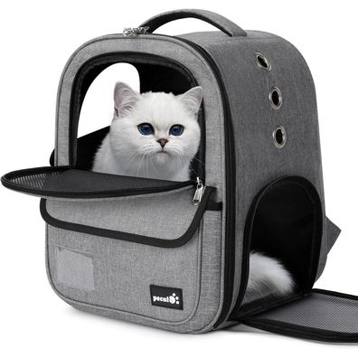Pecute Haustier Rucksack 6kg Grau - Tragbare Katzentasche Leichte Hundetasche