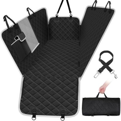 Hundedecke Auto Rückbank mit Seitenschutz, Wasserabweisend 146x136cm Schwarz