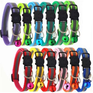 Maiyaduo Katzenhalsband mit Glocke, reflektierend, fluoreszierend, verstellbar