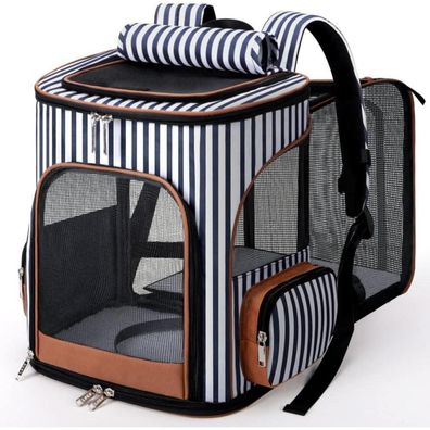 Lekesky Erweiterbarer Katzenrucksack Hunderucksack bis 10 kg Sicherheitsleine+2