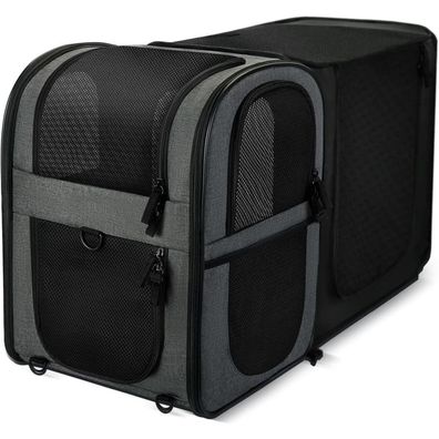 Erweiterbarer Katzenrucksack Hunderucksack Haustier Tragetasche Grau