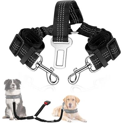 SlowTon Anschnallgurt Hund Auto Verstellbarer Sicherheitsgurt 2 in 1 Schwarz
