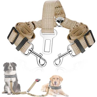SlowTon Anschnallgurt Hund Auto 2in1 verhedderungsfreier elastischer