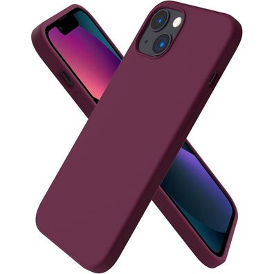 Silikon Case für iPhone 13 6,1 Ultra Dünn Voller Schutz Flüssig Silikon Weinrot
