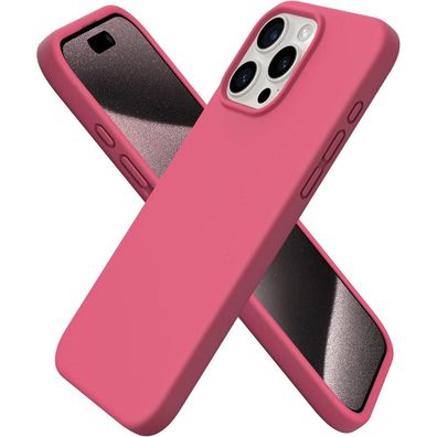 Ornarto iPhone 15 Pro Max Hülle Silikon 6,7 Zoll Flüssig Pfirsich Rot