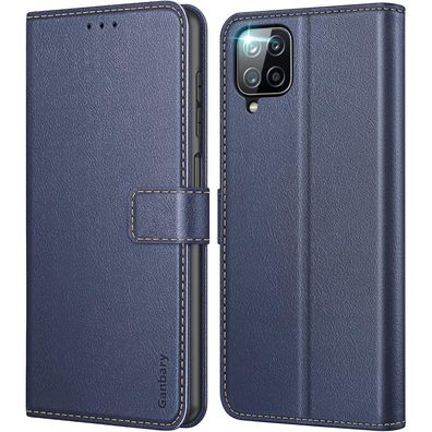 Samsung Galaxy A12/M12 Handyhülle Leder Flipcase Blau Standfunktion