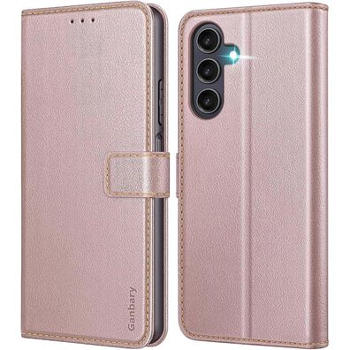 Ganbary Hülle für Galaxy A25 5G, Roségold in Lederoptik