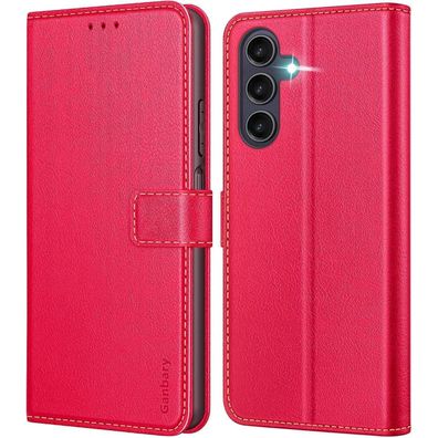Samsung Galaxy A25 5G Handyhülle Leder Klapphülle Rot Standfunktion
