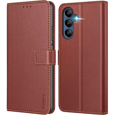 Ganbary Klapphülle für Samsung Galaxy A15 Braun in Lederoptik