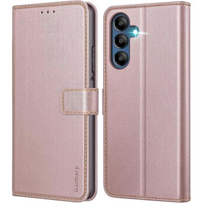 Ganbary Hülle für Samsung Galaxy A15 Roségold in Lederoptik