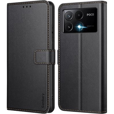 Premium Leder Klapphülle für Xiaomi Poco X6 Pro 5G, Schwarz