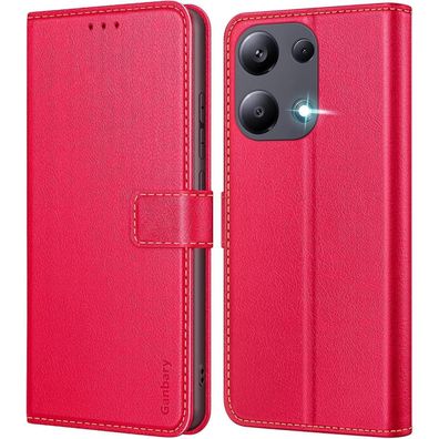 Handyhülle Xiaomi Redmi Note 13 Pro 4G Leder Klapphülle Rot