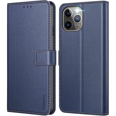 Ganbary iPhone 11 Pro Leder Handyhülle Blau