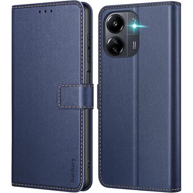 Xiaomi Redmi 13C Handyhülle Leder Klapphülle Blau Magnet Standfunktion