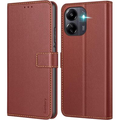 Handyhülle Xiaomi Redmi 13C Poco C65 Leder Klapphülle Braun