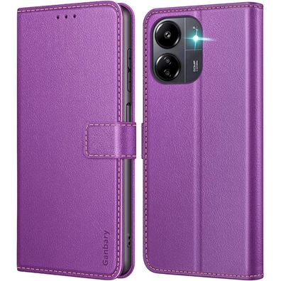 Handyhülle Xiaomi Redmi 13C Leder Klapphülle Violett Flipcase