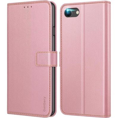 Leder Handyhülle für iPhone SE 2022 SE3/SE2 5G/SE 2020 7 8 Hülle, Rosa