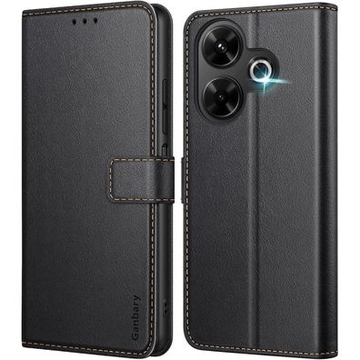 Leder Handyhülle Xiaomi Redmi 13 4G Poco M6 Hülle Schwarz
