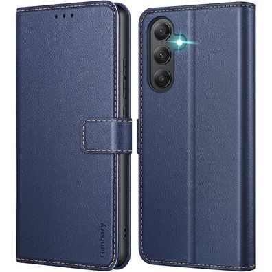 Leder Handyhülle Samsung Galaxy A55 5G Blau Klapphülle Kartenschlitzen
